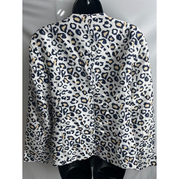Allyson Cara Animal Print 90s Blazer Jacket Sze 12 White Cream Leopard Print 80s - Picture 7 of 10
